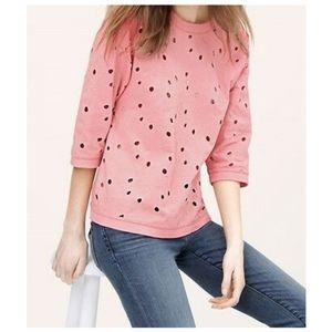 Loft Floral Embroidered Cutout Top